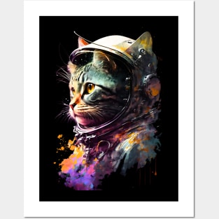 Cat in Space Painting - Astronaut Cat Posters and Art